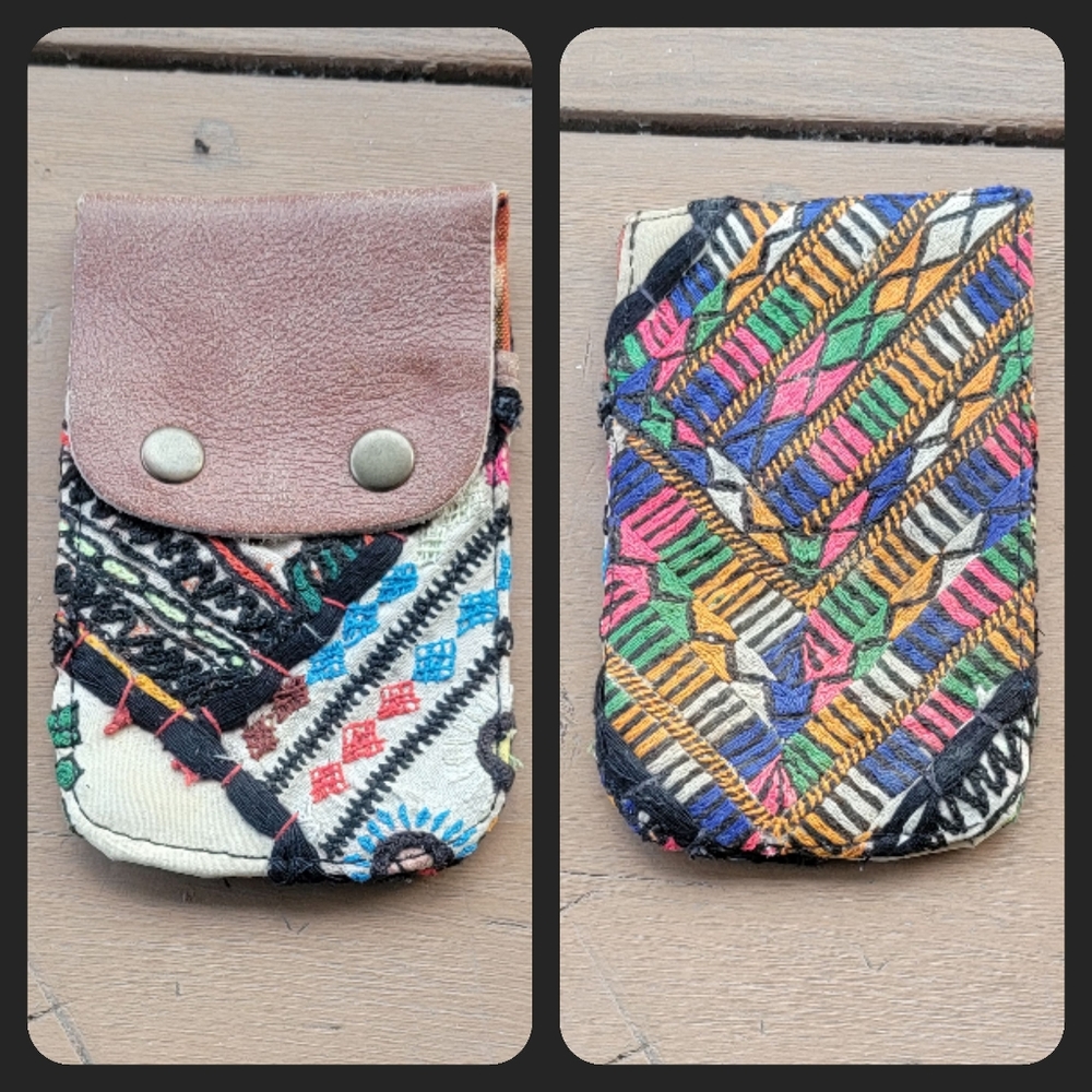 🪬🍄 Free People Boho Embroidered Repurposed vtg banjara hippie Wallet card case